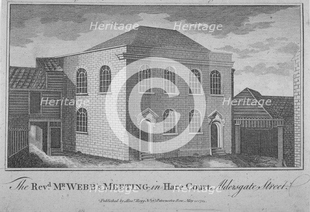 View of Reverend Francis Webb's Meeting House, Hare Court, City of London, 1784. Artist: Anon