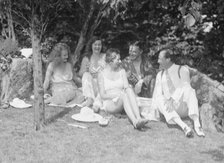 Langeloth group on Langeloth estate, Riverside, Connecticut, seated outdoors, 1932 June 7. Creator: Arnold Genthe.