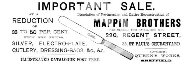 Advertisement for Mappin Brothers Important Sale, 1890. Creator: Unknown.