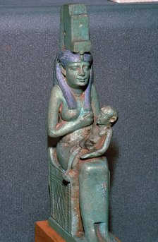 Bronze statuette of the Egyptian goddess Isis suckling Horus. Artist: Unknown