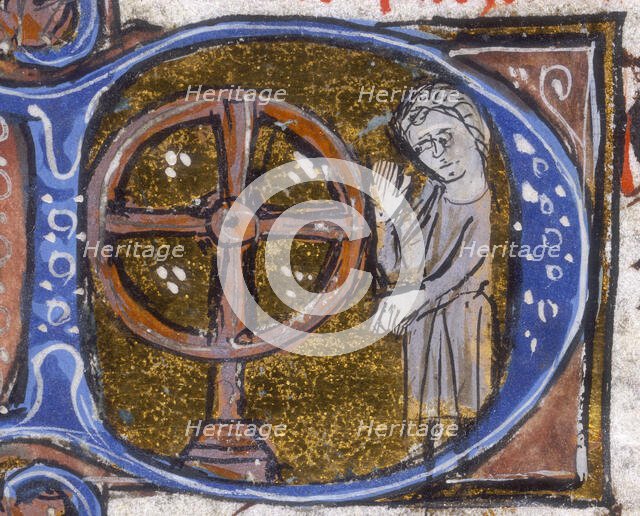 A wheel of fortune, early 14th century. Creator: Unknown.