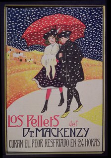 Advertising poster of the drug 'Pellets of Dr. Mackenzy', 1908.