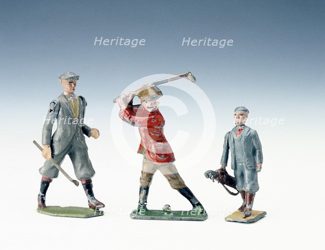 Lead figures of golfers, c1920s. Artist: Unknown