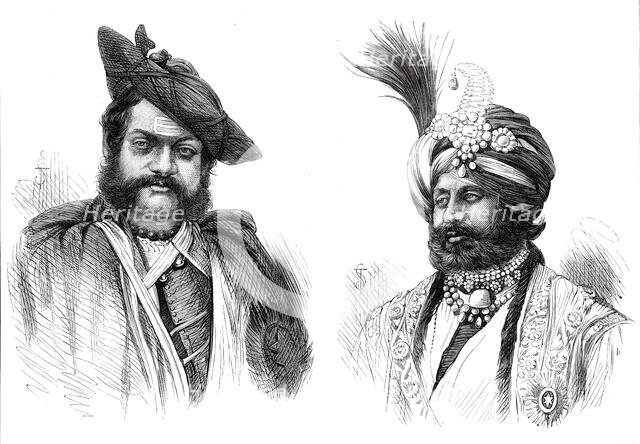 The Maharajah Scindia of Gwalior; The Maharajah of Cashmere, 1876. Creator: Unknown.