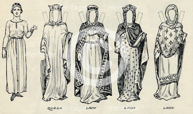 'The Great Gallery of British Costume: Varied Dresses Worn in Norman Times', c1934. Artist: Unknown.