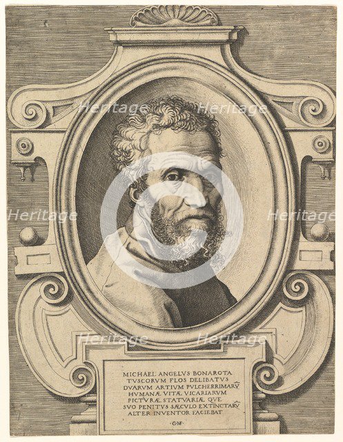Portrait of Michelangelo, pub. C1564. Creator: Italian School (16th Century).