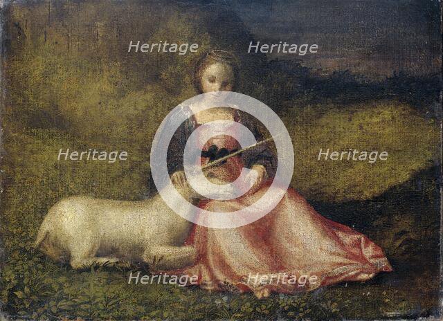 Woman with Unicorn, c.1510. Creator: Anon.