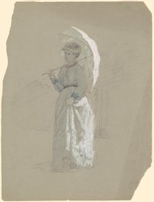 Woman with Parasol, c. 1870. Creator: Enoch Wood Perry.