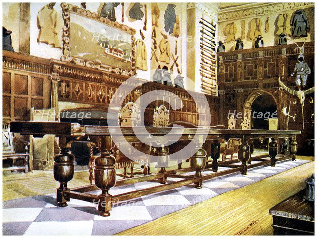 Shovelboard table in the hall of Littlecote, 1910.Artist: Edwin Foley