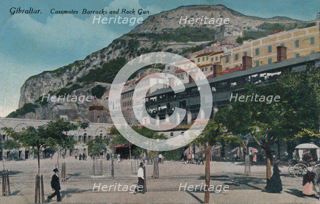 'Gibraltar - Casemates Barracks and Rock Gun', c1900. Artist: Unknown.