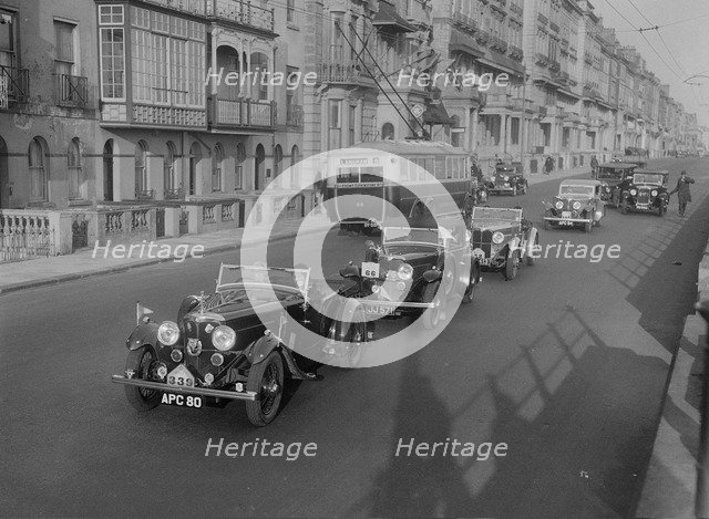 AC 4-seater tourer of Kitty Brunell competing in the RAC Rally, 1933. Artist: Bill Brunell.