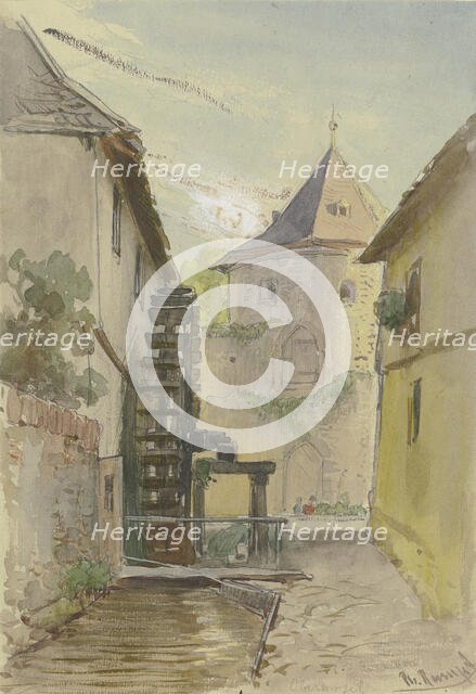 Narrow lane with the back of a mill, c1840-1890s. Creator: Philipp Rumpf.