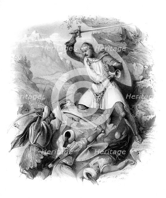 Crusader in battle, (19th century). Artist: Unknown