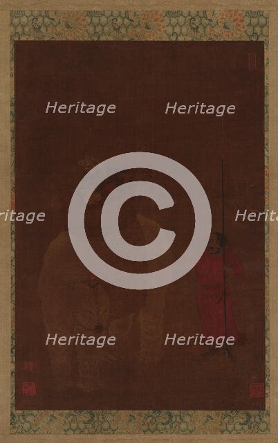 Caparisoned Elephant and Attendant, Ming dynasty, 16th-17th century. Creator: Unknown.