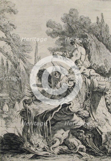 Fountain with a Naiad Seated on a Shell (Une fontaine avec une näiade assise sur une c...,  Creator: Jean-Baptiste-Marie Pierre.