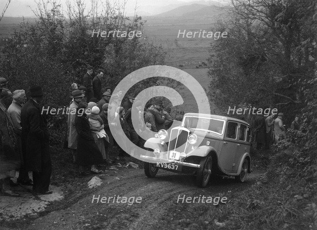 1934 Standard Ten taking part in a Standard Car Owners Club trial. Artist: Bill Brunell.