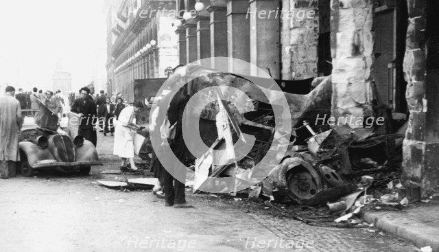 Destoyed vehicle, Rue de Castiglione, liberation of Paris, August 1944. Artist: Unknown