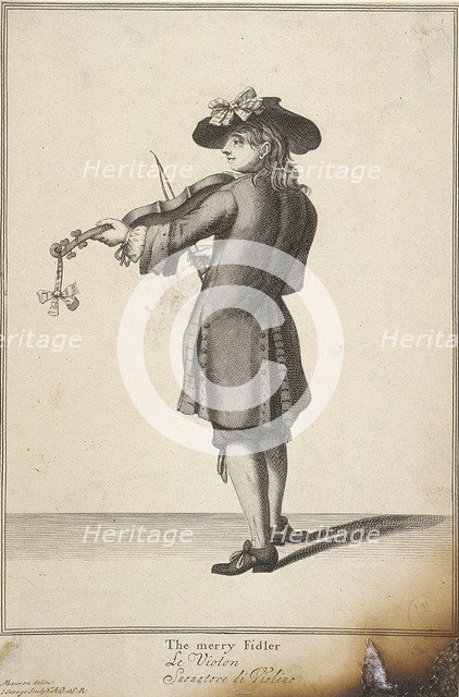 'The merry Fidler', Cries of London, (c1688?). Artist: John Savage