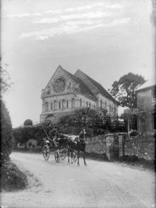 St Nicholas, Eythorne, Kent with a man and pony and trap, c1860-c1922. Artist: Henry Taunt