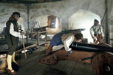 Reconstruction of the Tudor gunroom, Pendennis Castle, Cornwall, 1997. Artist: Unknown