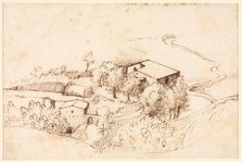 Farm with Trees in a Hilly Landscape (verso), 1567. Creator: Gherardo Cibo (Italian, 1512-1600).
