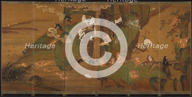 Gibbons in a Landscape, late 1800s or early 1900s. Creator: Unknown.