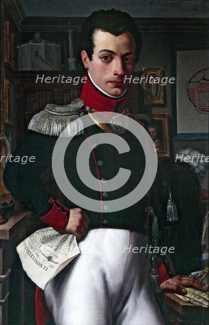 Portrait of an architect in the uniform of an officer of the National Guard, 1829. Creator: Constant Misbach.