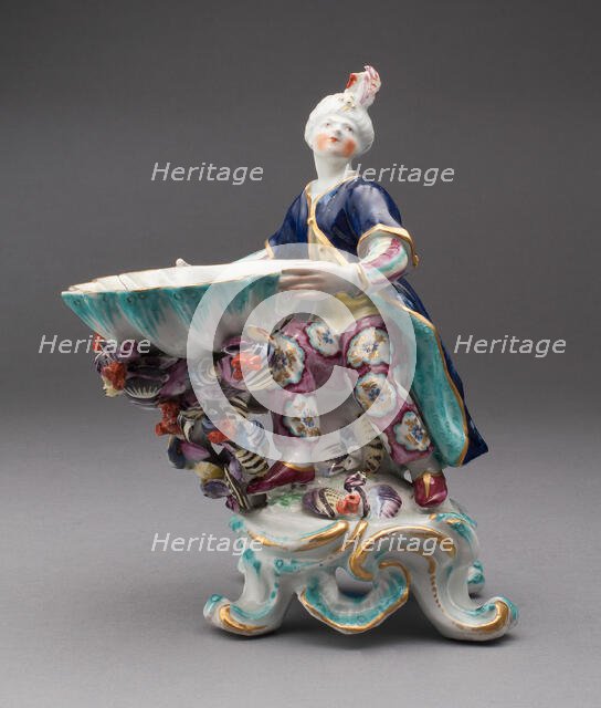 Turkish Figure, Sweetmeat Dish, Bow, c. 1760. Creator: Bow Porcelain Factory.