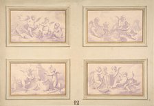 Designs featuring the allegories of the arts, second half 19th century. Creators: Jules-Edmond-Charles Lachaise, Eugène-Pierre Gourdet.