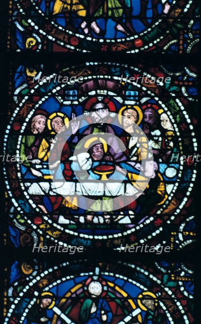 The Last Supper, stained glass, Chartres Cathedral, France, 1205-1215. Artist: Unknown