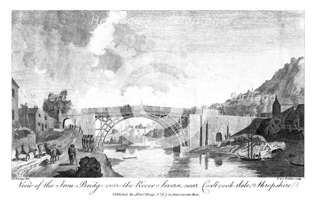 View of the iron bridge over the river Severn, Coalbrookdale, Shropshire, 19th century.Artist: W & J Walker