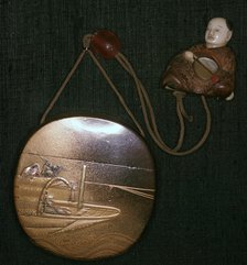 Japanese Netsuke and purse, 19th century. Artist: Unknown