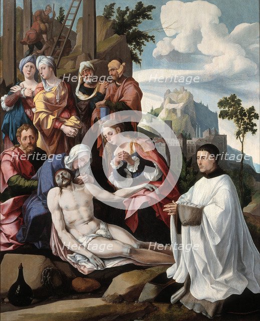 The Lamentation over Christ with a Donor, c.1535. Artist: Scorel, Jan, van (1495-1562)