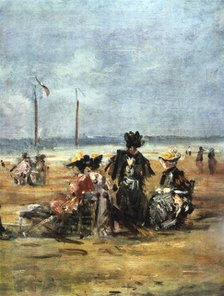 'On the Beach', (detail), 1880. Artist: Eugene Louis Boudin