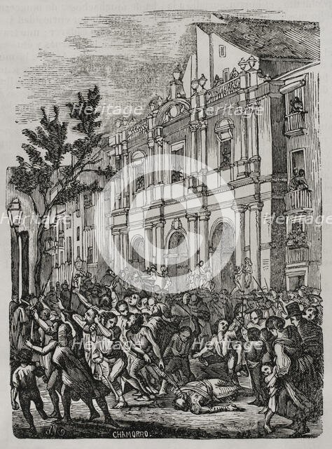 First Carlist War, (1833-1840): Anti-clerical riots of 1835 in Barcelona, 1845.  Creator: Chamorro.