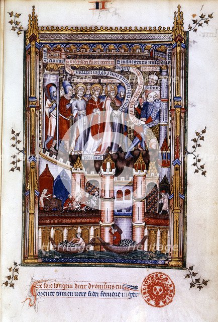 St Denis before Sisinnius, 1317. Artist: Unknown