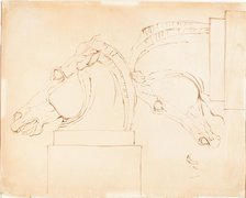 The Horse of Selene from the Elgin Marbles [recto], after 1807. Creator: William Etty.