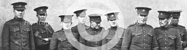 'L'effort Canadien; Types de volontaires canadiens arrivant en Angleterre', 1914. (1916) Creator: Unknown.