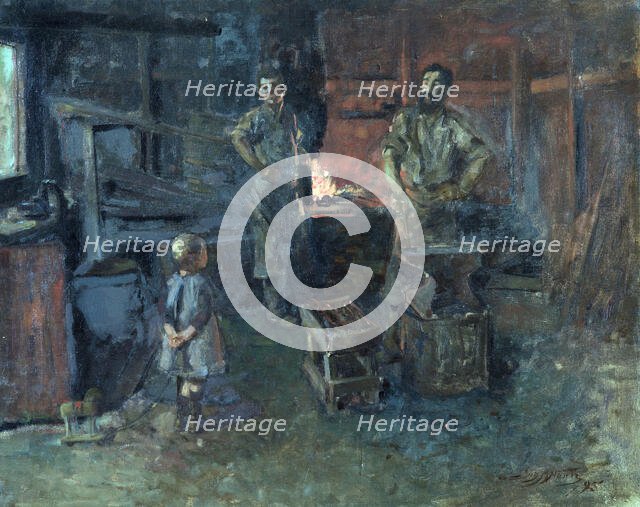 Blacksmith's shop in Tinakori Road, 1895. Creator: James McLauchlan Nairn.