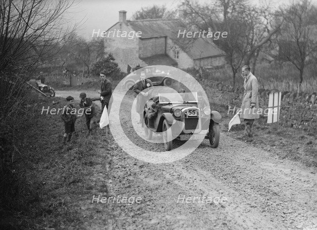 Austin Ulster of WGE Rushworth competing in the NWLMC London-Gloucester Trial, 1931. Artist: Bill Brunell.