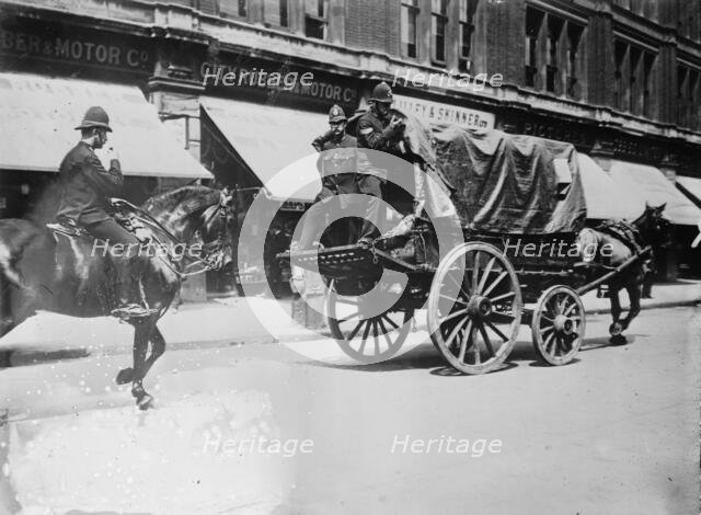 London Strike. Police escort for one van., between c1910 and c1915. Creator: Bain News Service.