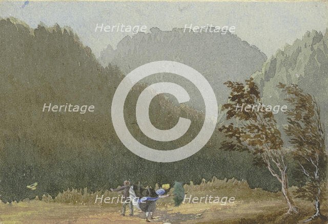 The Storm: Mountain Walkers Surprised by Storm, 19th century. Creator: Unknown.