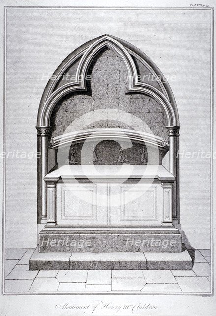 View of the monument to the children of Henry III, Westminster Abbey, London, c1790. Artist: Anon