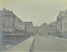Empty streets at Lancaster Place, seen from Waterloo Bridge, London, 1896. Artist: Unknown.