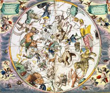 Celestial planisphere showing the signs of the zodiac, 1660-1661. Artist: Andreas Cellarius