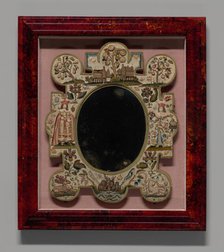 Mirror Depicting King Charles II and Queen Catherine of Braganza, England, 17th century. Creator: Unknown.