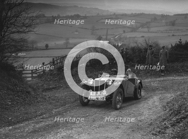 MG TA of JES Jones of the Cream Cracker Team at the MG Car Club Midland Centre Trial, 1938. Artist: Bill Brunell.