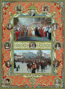 Queen Victoria's coronation, 1837 and Golden Jubilee, 1887. Artist: Unknown