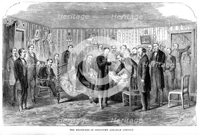 'The Death-bed of President Abraham Lincoln', 1865, (1872). Artist: Unknown