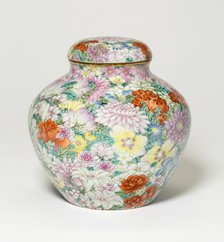 Covered Jar with Thousand Flowers (Millefleurs) Design, Qing dynasty, prob. Jiaqing period (1796-182 Creator: Unknown.